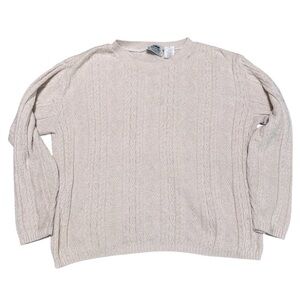 Northern Reflections Beige Cable Knit Sweater L Made in Canada